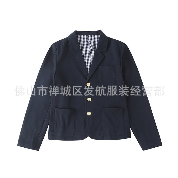 英伦学院校服男女童学生小西装春秋藏青色修身版长袖西服外套上衣