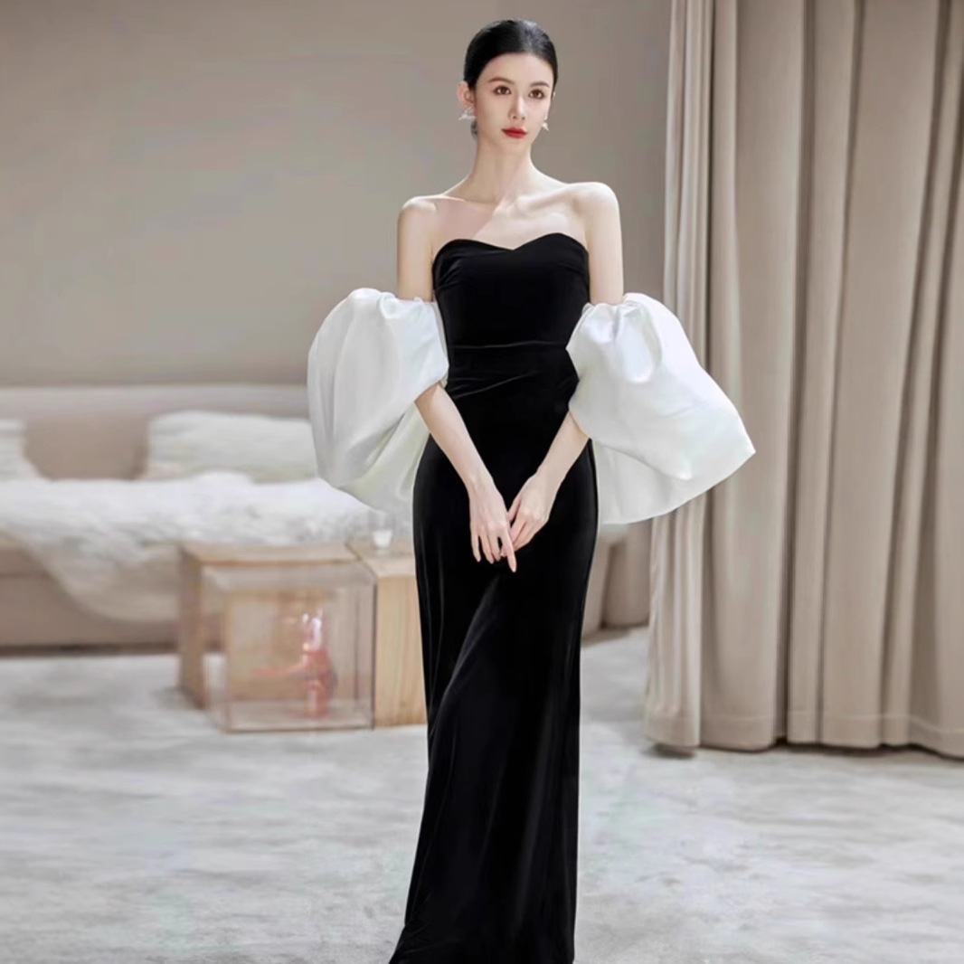 晚礼服裙黑色轻奢小众高端高级感聚会成人礼日常可穿主持人