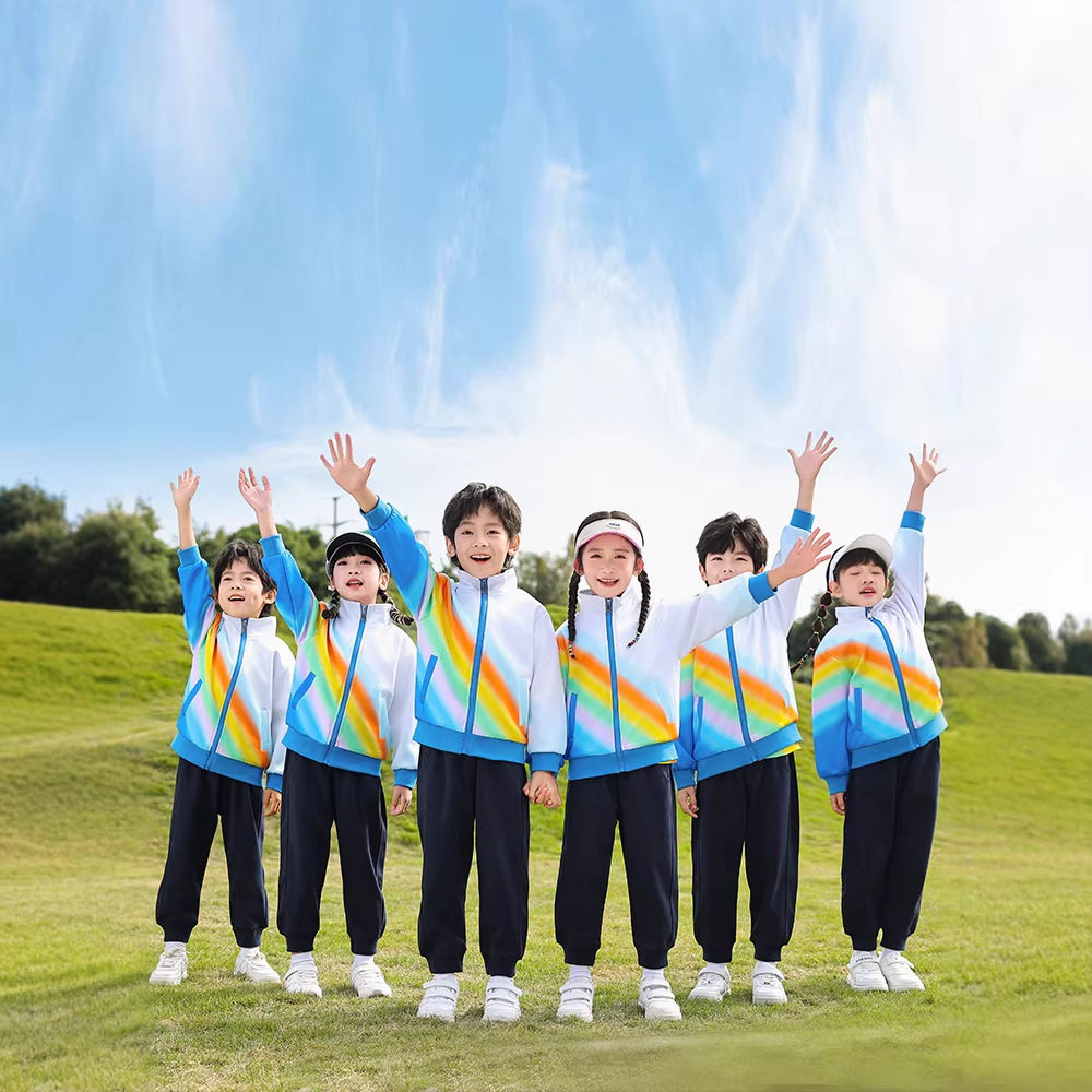 校服演出小学生三件套一年级班服运动春秋款幼儿园服儿童彩虹套装