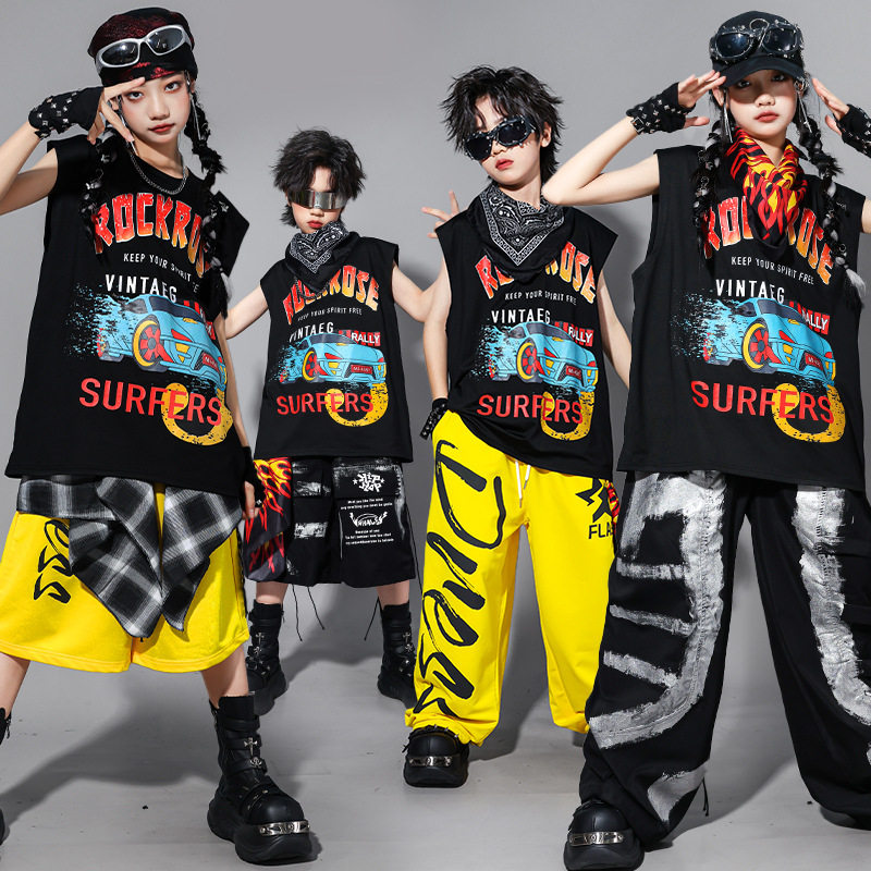 儿童hiphop街舞演出服少儿嘻哈套装男童架子鼓服装女童炸街表演