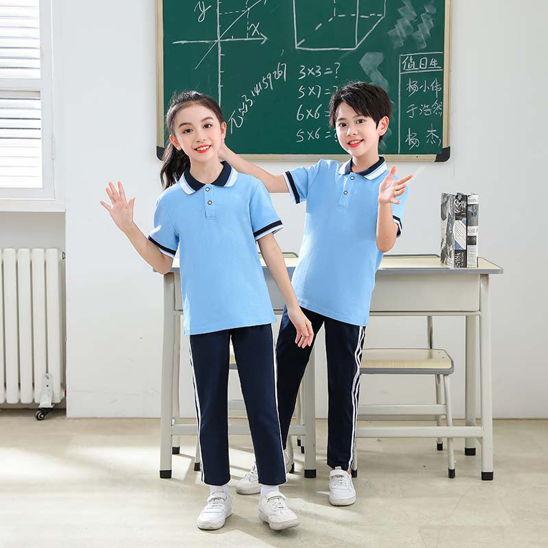 中小学生夏季校服短袖套装初中生POLO衫班服半袖幼儿园园服六一节