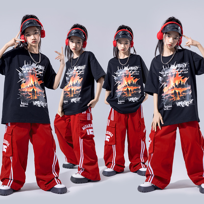 街舞儿童潮服hiphop童装少儿服装男童架子鼓演出服嘻哈潮牌套装