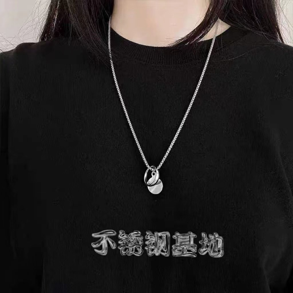 王一博同款简约百搭钛钢嘻哈项链戒指两用原宿 潮不掉色情侣项圈