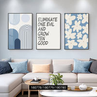 Nordic living room decorative painting, abstract triptych, ins still life sofa, background wall hanging painting, Morandi blue mural thumbnail 6