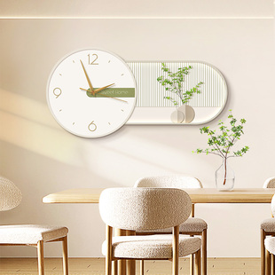奶油风简约现代挂钟餐厅装 饰画2023新款 钟表挂墙创意艺术时钟家用