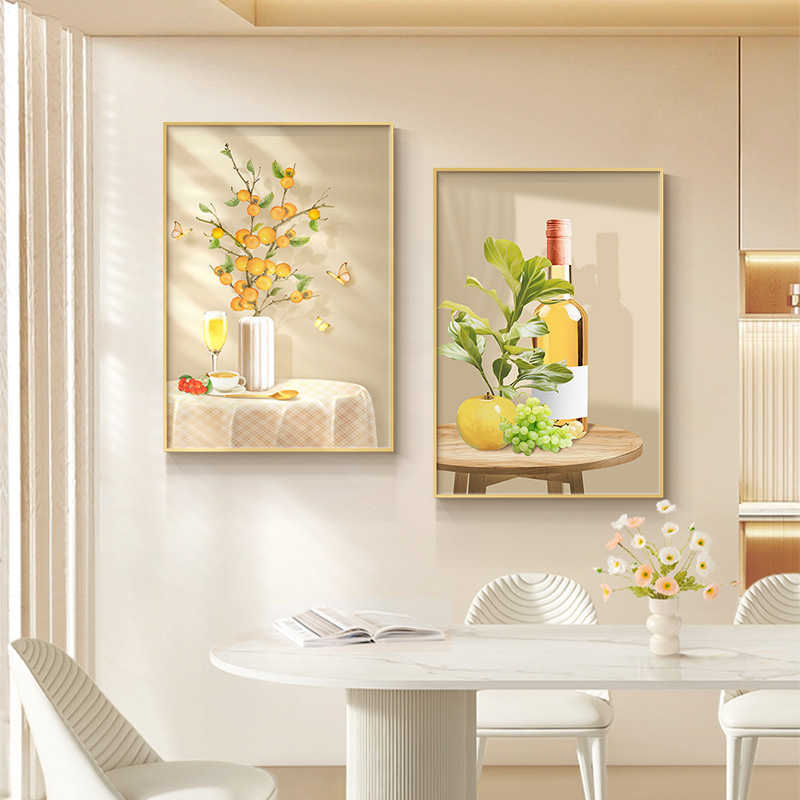 轻奢高级感2025餐厅新款装饰画组合饭厅挂画小清新餐边厨房壁画