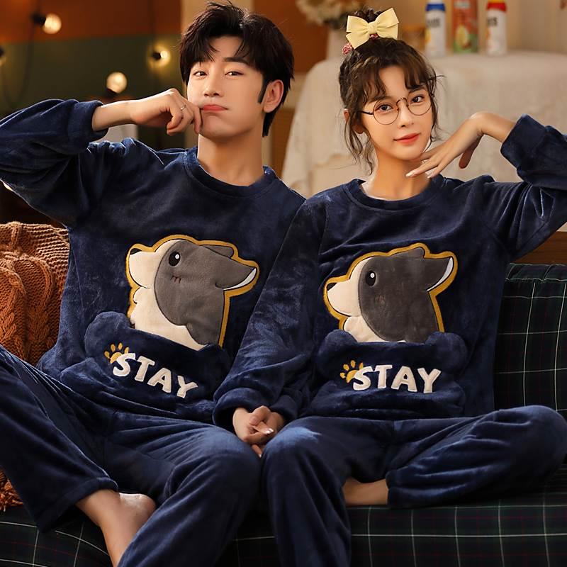 couple pyjamas set winter women men pajamas homewear pijamas