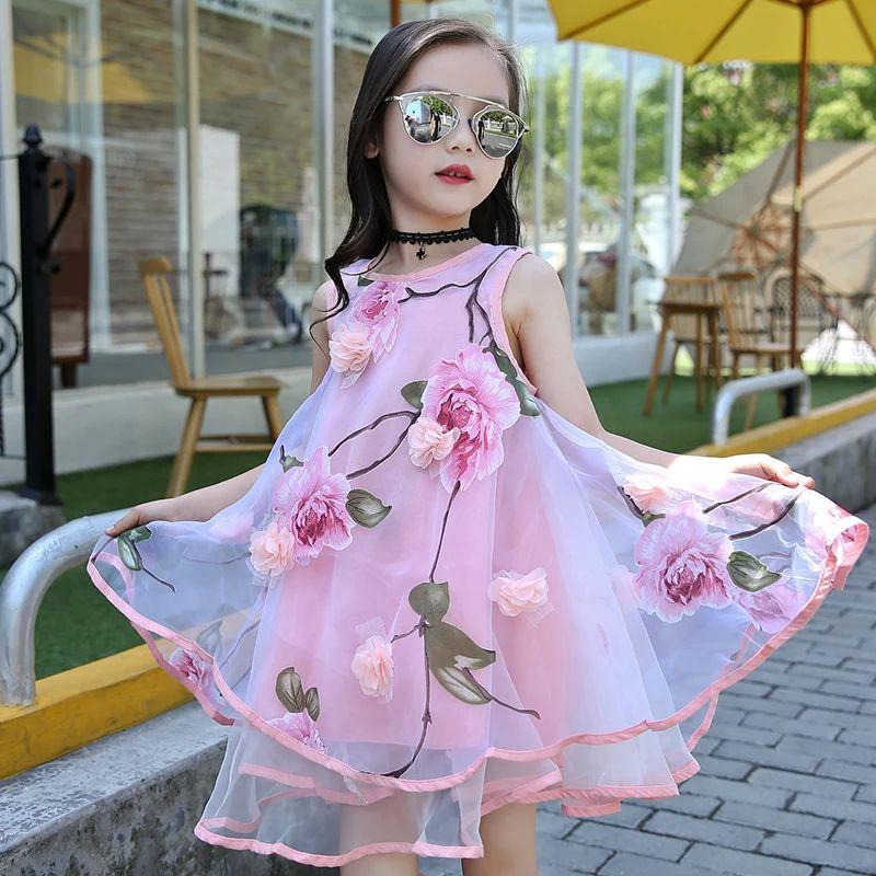 Bohemian Summer Girls Flower Dress Kids Girl Beach Dresses C