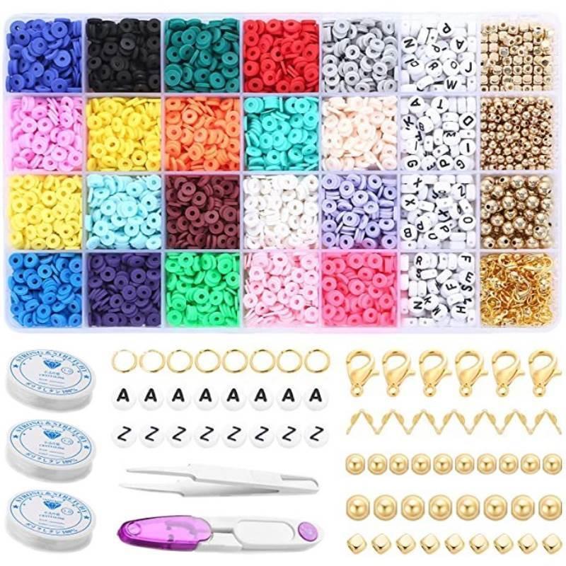 Clay Beads Set Bracelet Necklce Making Bead Letter DIY Kits