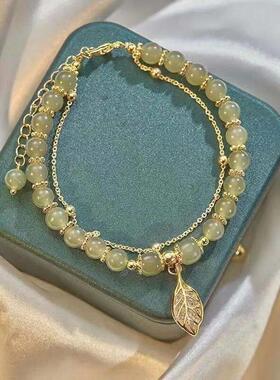 Chinese Style Green Hetian Jade Bracelet For Women Vintage G