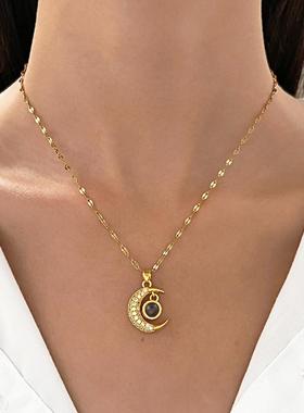 Personalized Moon Necklace Women
