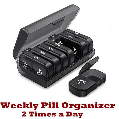 Weekly Pill Organizer AM PM Pill Case for Medication Box