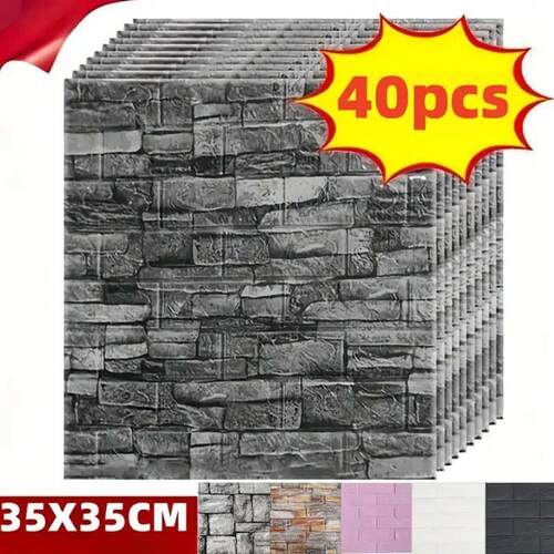 15pcs/20pcs/40pcs DIY 3D Simple Brick Pattern Wall Stickers,