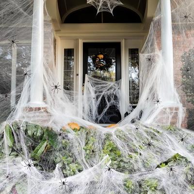 200 sqft Spider Webs Halloween Decorations with Fake Spiders