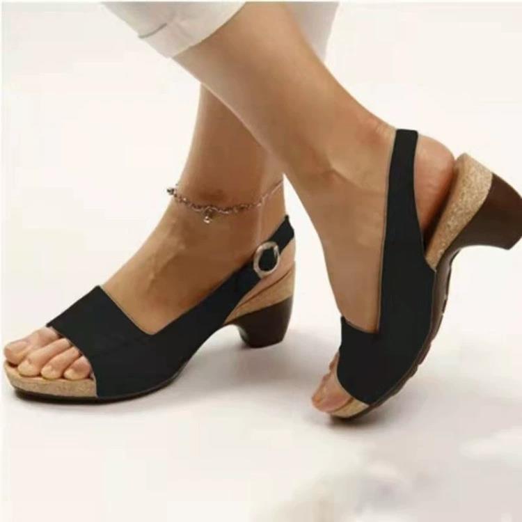 women's sandals solid color thi heel bule ladies plus