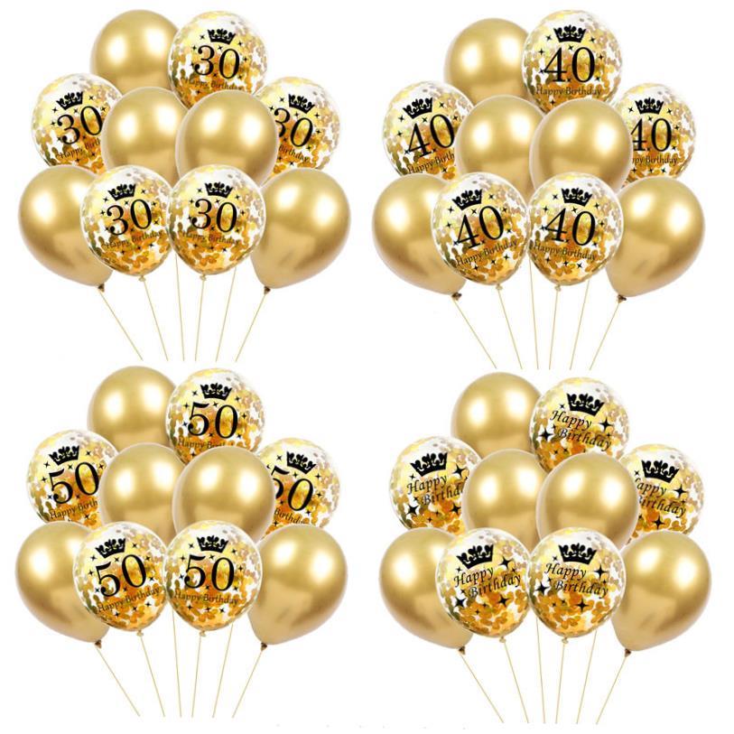 10pcs 30th 40th 50th 60th Birthday Party Confetti Balloons 3