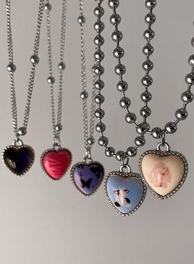 French Love Butterfly Rabbit pendant necklace少女甜美项链