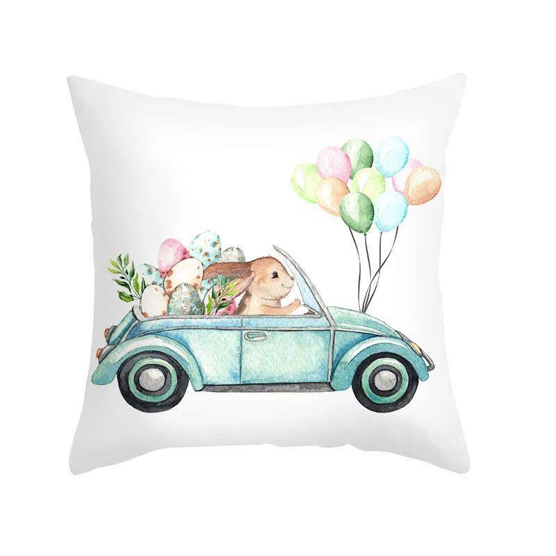Easter Decorations For Home Cotton Pillow Cases Rabbit Happ0