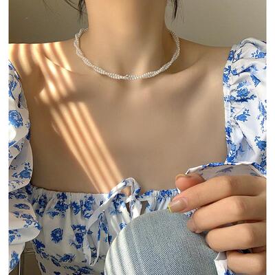 Pearl necklace woman覆古气质珍珠项炼女小众设计锁骨炼短款颈炼