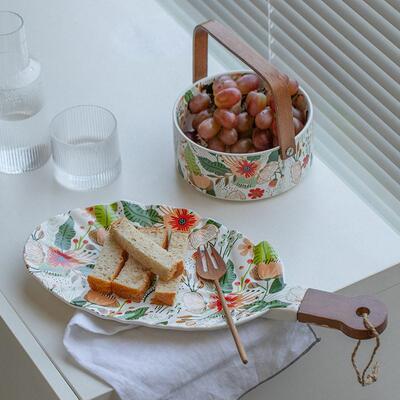 Colorful Cloud Flower Pottery Tableware Household Bowl Plate