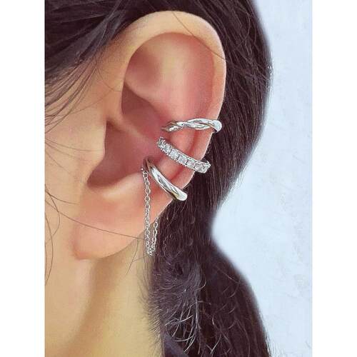 Ear clip 3-piece set镶钻c型无耳洞耳骨夹时尚气质耳夹3件套