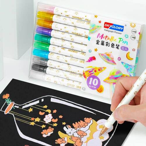 Color highlighter a set of 10 color marker pens荧光记号笔