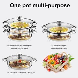 3 Tier Food Steamer Multipurpose Stainless Steel Steam Pot
