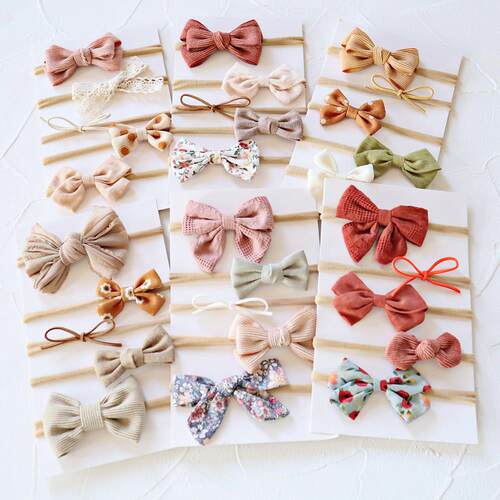 5Pcs/Set Baby Bow Headband Nylon Headbands Cotton Hair Bands
