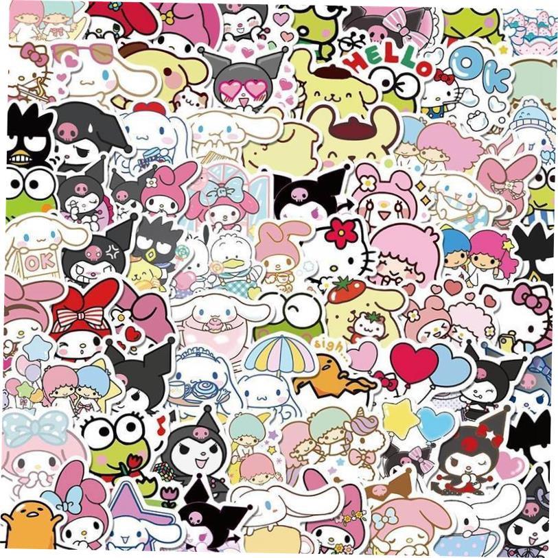 50/100pcs Mixed Cartoon Sanrio Stickers Cute Hello Kitty Cin