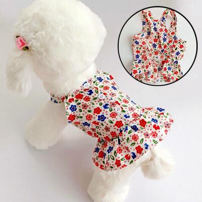 Summer Dog Clothes Cute Floral Sling Dress Thin Skirt Sunscr