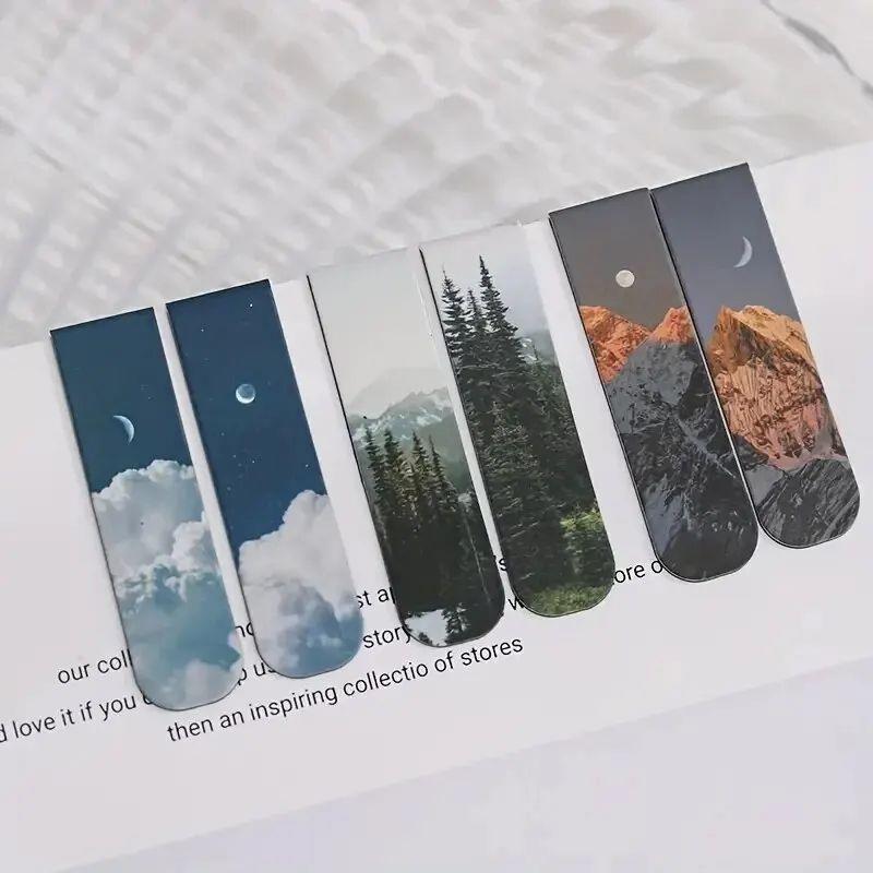 2pcs Forest Landscape Magnetic Bookmark For Pages Books Read