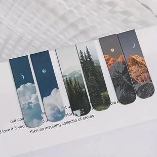 2pcs Forest Landscape Magnetic Bookmark For Pages Books Read