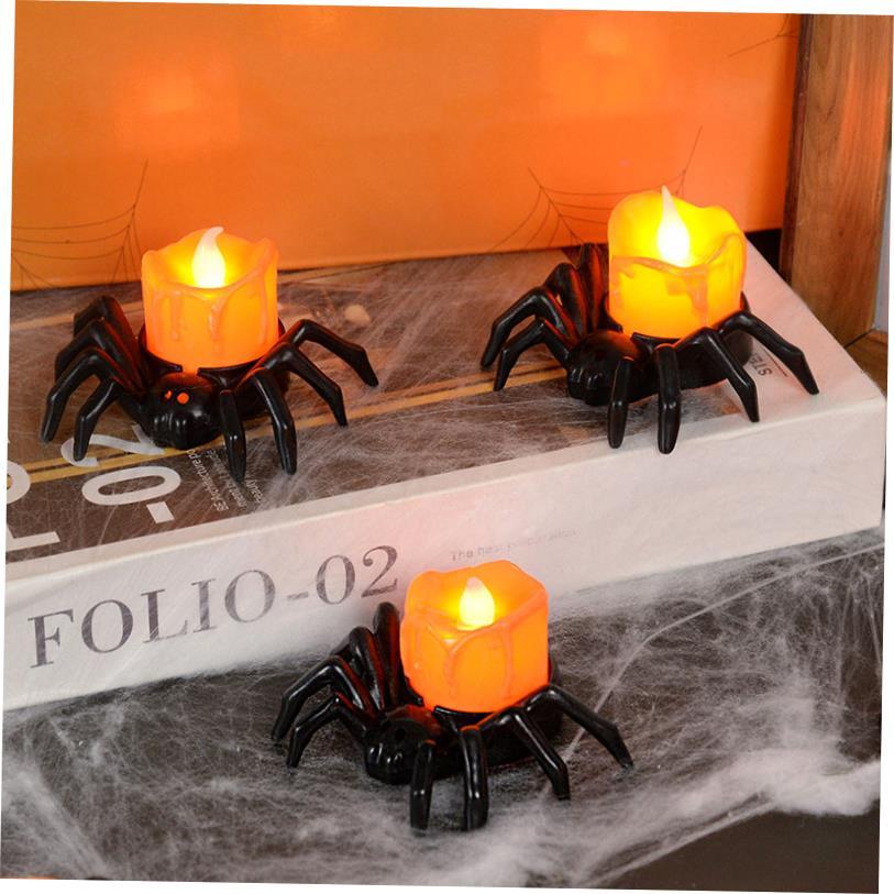 Halloween Decorations LED Candle Light Plastic Spider Pumpki