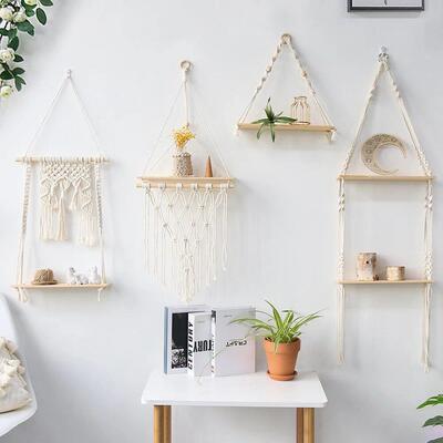 Macrame Wall Hanging Shelf Floating Wall Shelf Boho Home Dec