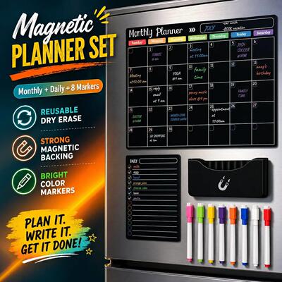 Magnetic Dry Erase Meal Planning Blackboard for Refrigerator