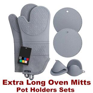 Oven Mitts Pot Holders Silicone Mittens Gloves Hot Pads