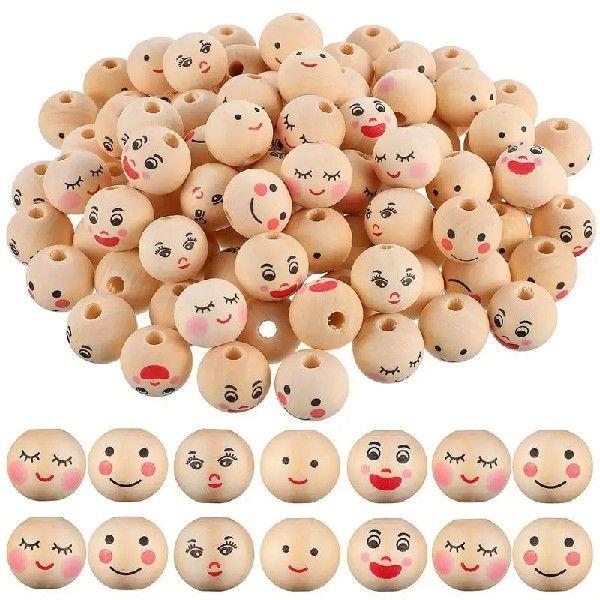 100pcs Wooden Craft Beads Decorative Round Beads Loose