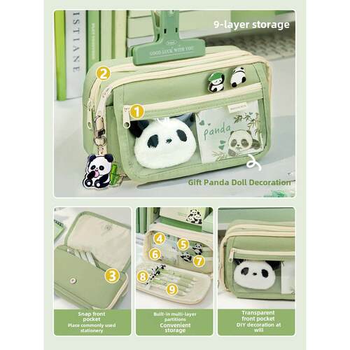 Large Capacity Pencil Case Kawaii Canvas Pencilcase School