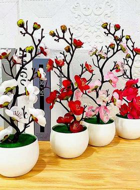 Bonsai Silk Flowers Plum Blossoms Artificial Plant Fake Flow