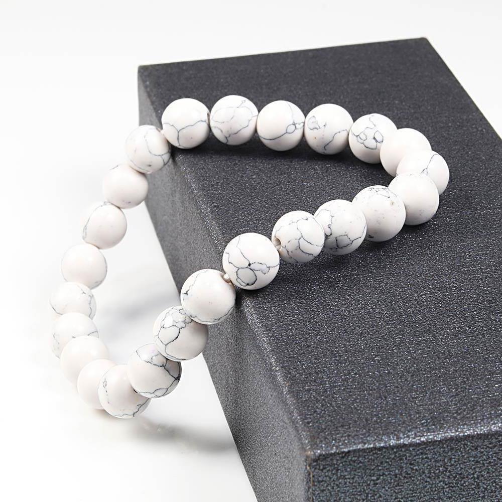 Natural White Howlite Real Stone Bracelet 6/8/10mm Beads0