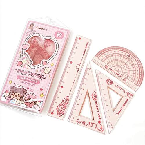 4pcs Flexible Ruler cute Set - 15cm/6inch Plastic Straight