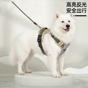 狗狗胸背牵引绳大型犬高颜值一体轻薄战术可爱防爆冲背心式萨摩耶