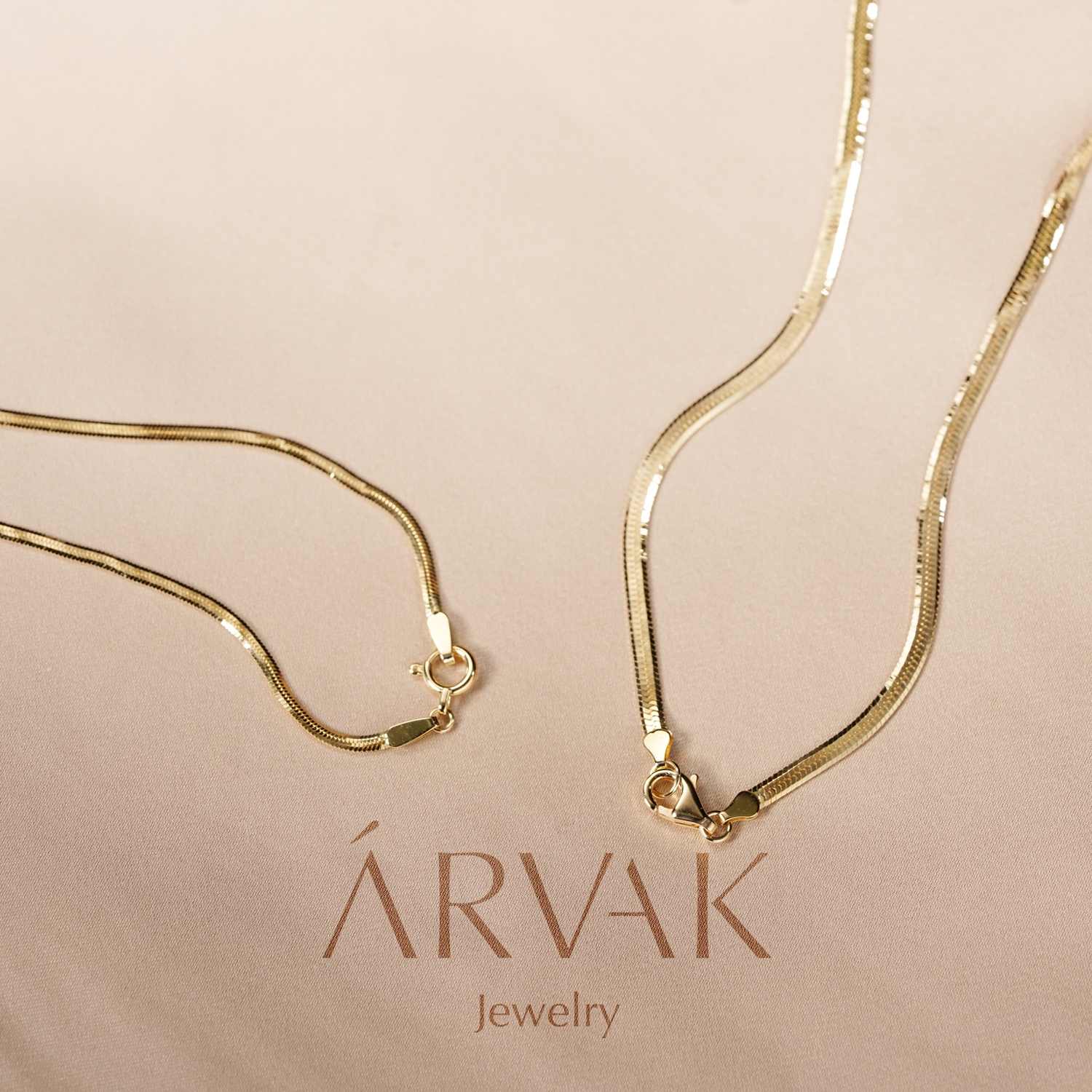 Arvak |光之颂歌| 18k金蛇骨项链密实闪亮choker基本款宽扁素金链