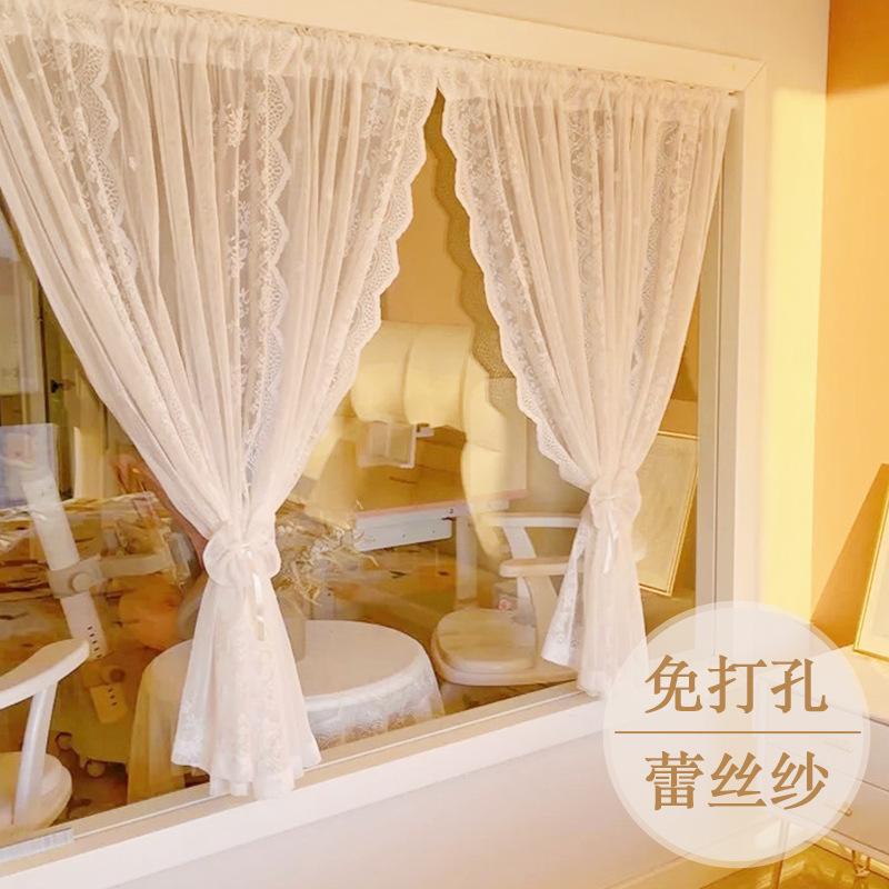 魔术贴窗帘免打孔安装纱帘白色百叶透光不透人遮挡阳台纱飘窗窗纱