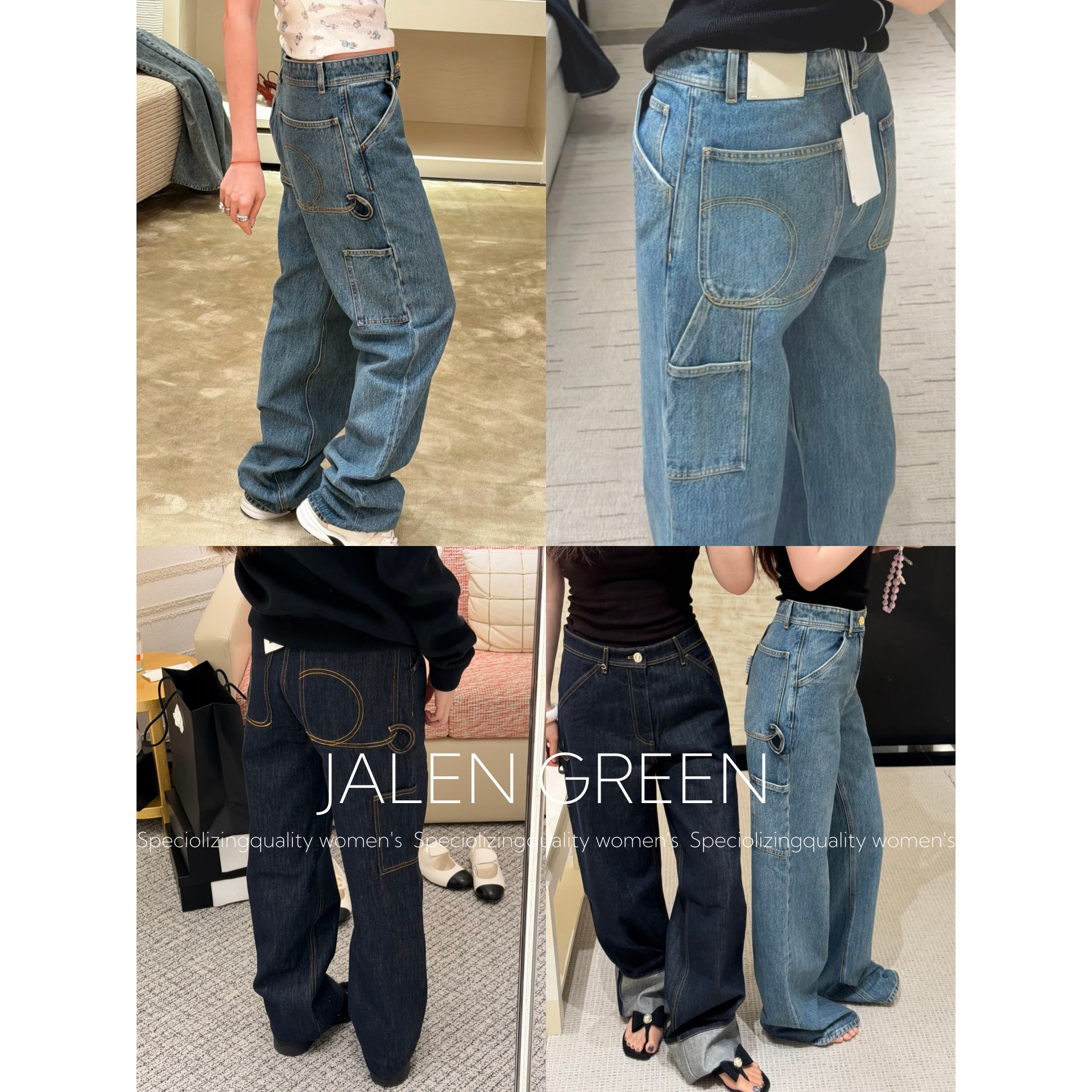 JALEN GREEN/天生公主命！26ss多口袋重工订染细节剪裁直筒牛仔裤