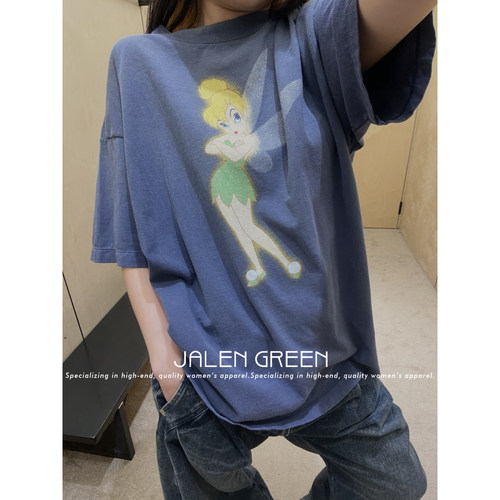 JALEN GREEN/ 夏天的松弛感！26ss精灵闪闪宽松百搭美式印花女短t