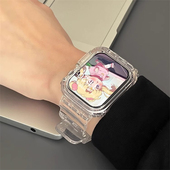 适用华为手表fit3表带夏天透明冰川一体硅胶fit4腕带男女透气配件