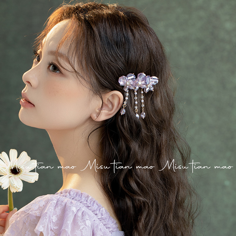 发夹边夹侧边可爱一字夹2025新款发卡高级感水晶夹子头饰刘海夹