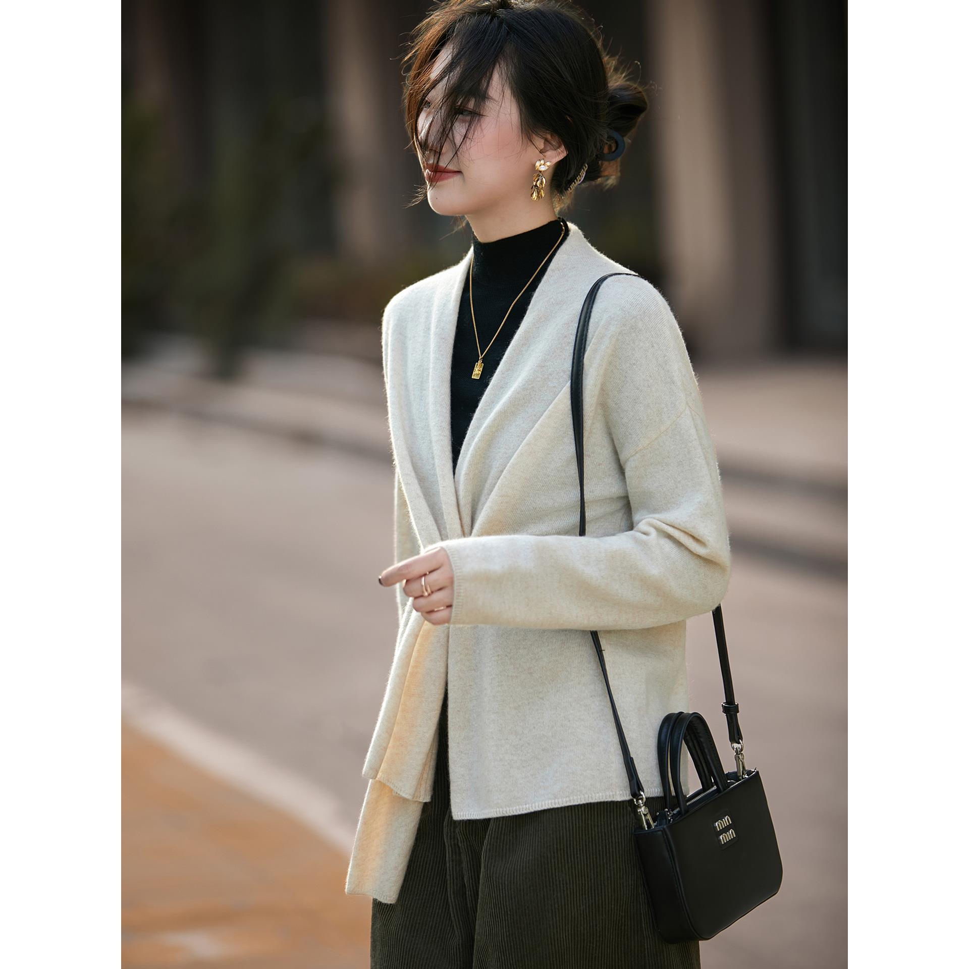 ROUMIKL法式设计感针织开衫女2025新款氛围感外搭披肩保暖外套毛