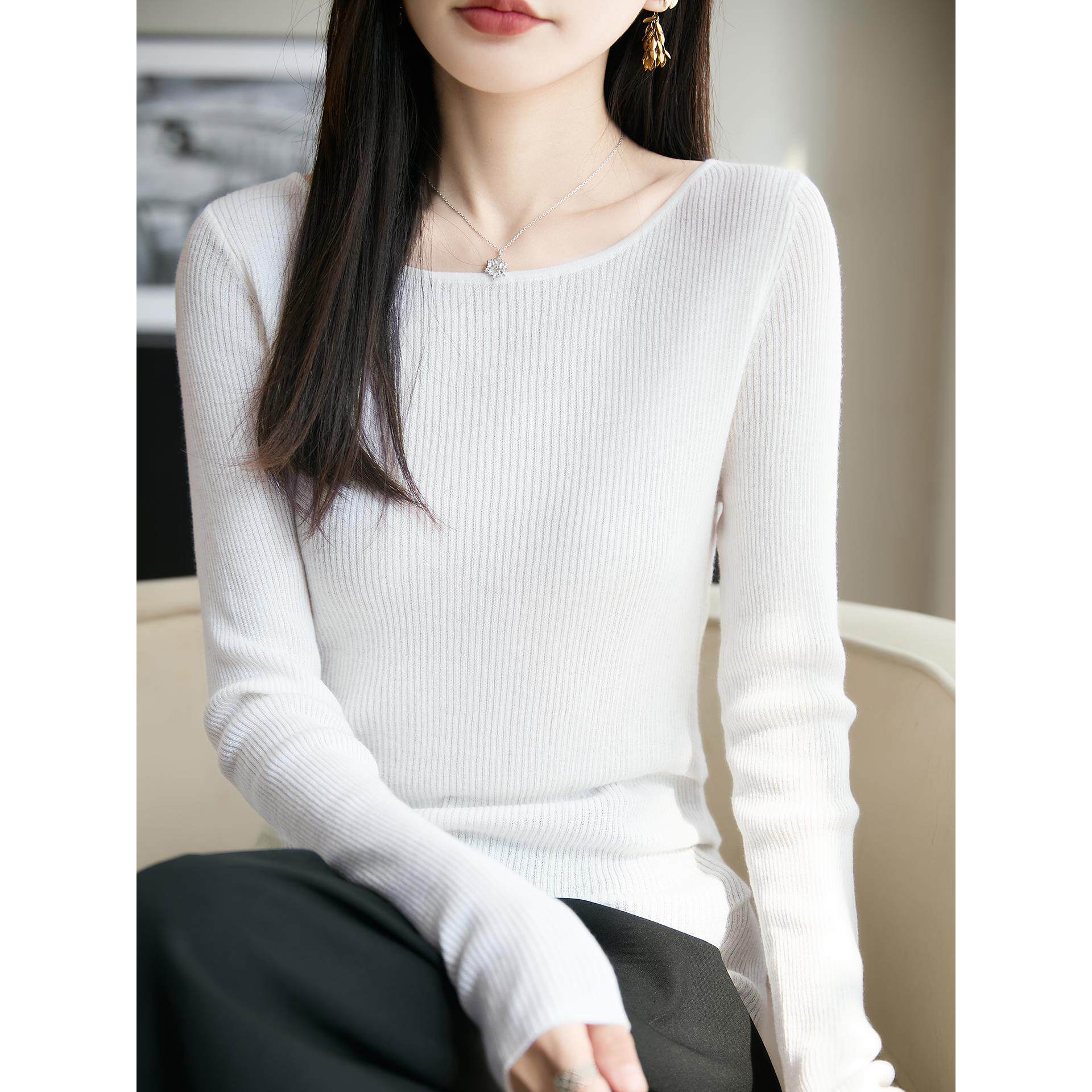 ROUMIKL法式高级感精纺针织衫女2025新款长袖内搭薄款百搭打底衫